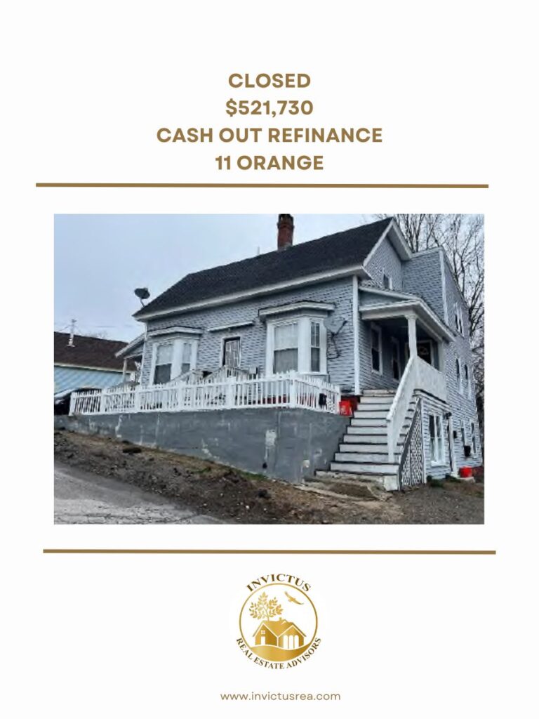 a financing image showing a closing of $521,730 cash out refinance at 11 orange.